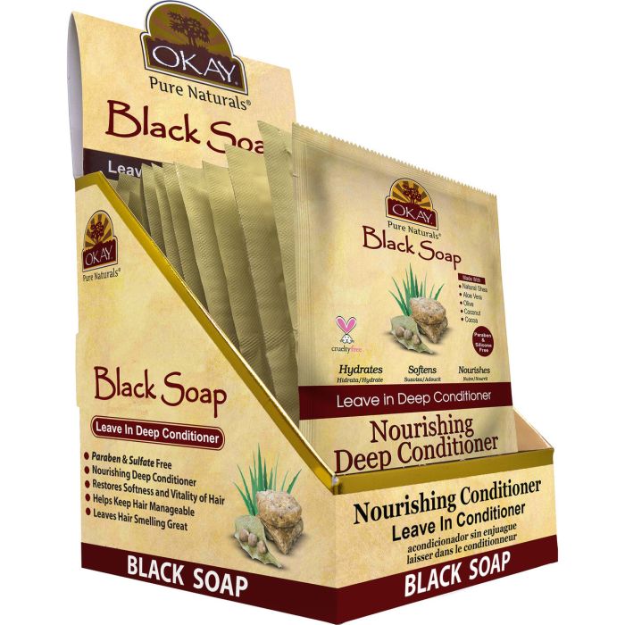 OKAY Pure Naturals African Black Soap Leave In Conditioner 1.25oz/1dz - supplemynts.com