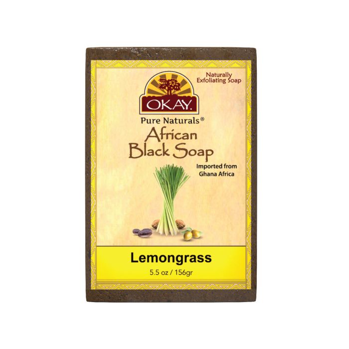OKAY Pure Naturals African Black Soap Lemongrass 5.5oz / 156gr - supplemynts.com