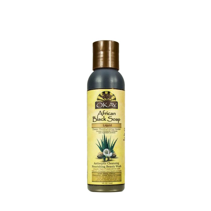 OKAY Pure Naturals African Black Soap Liquid 4oz / 117ml - supplemynts.com