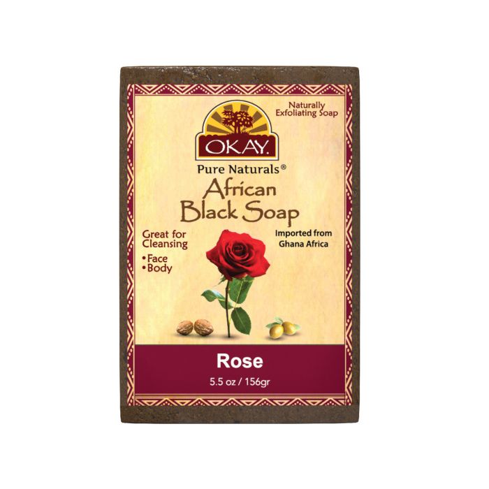 OKAY Pure Naturals African Black Soap Rose 5.5oz / 156gr - supplemynts.com