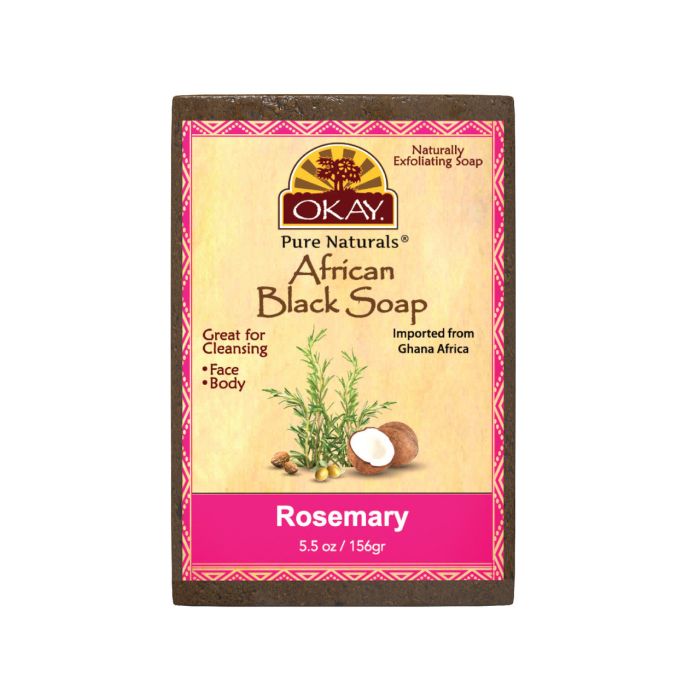 OKAY Pure Naturals African Black Soap Rosemary 5.5oz / 156gr - supplemynts.com