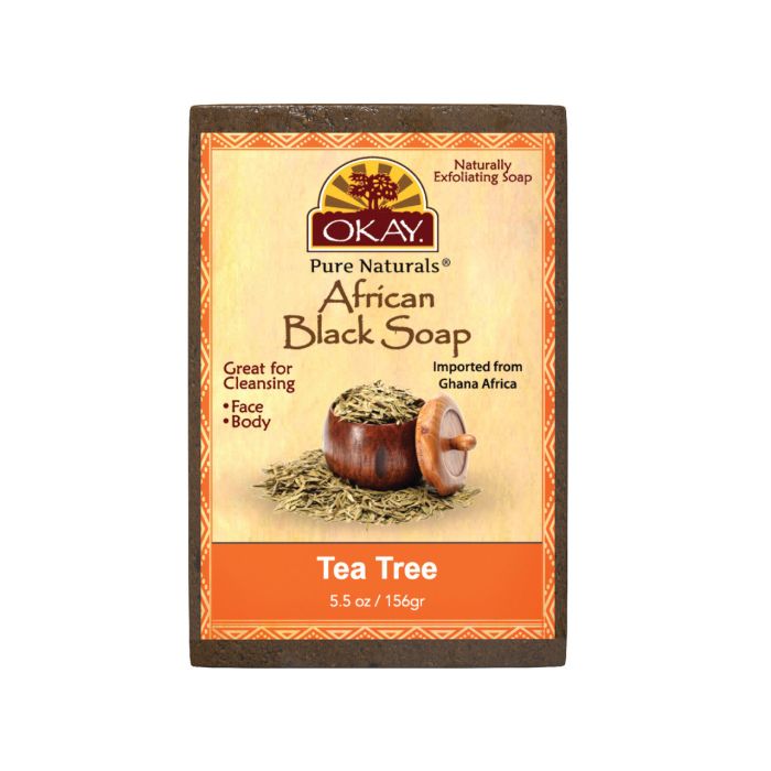 OKAY Pure Naturals African Black Soap Tea Tree 5.5oz / 156gr - supplemynts.com