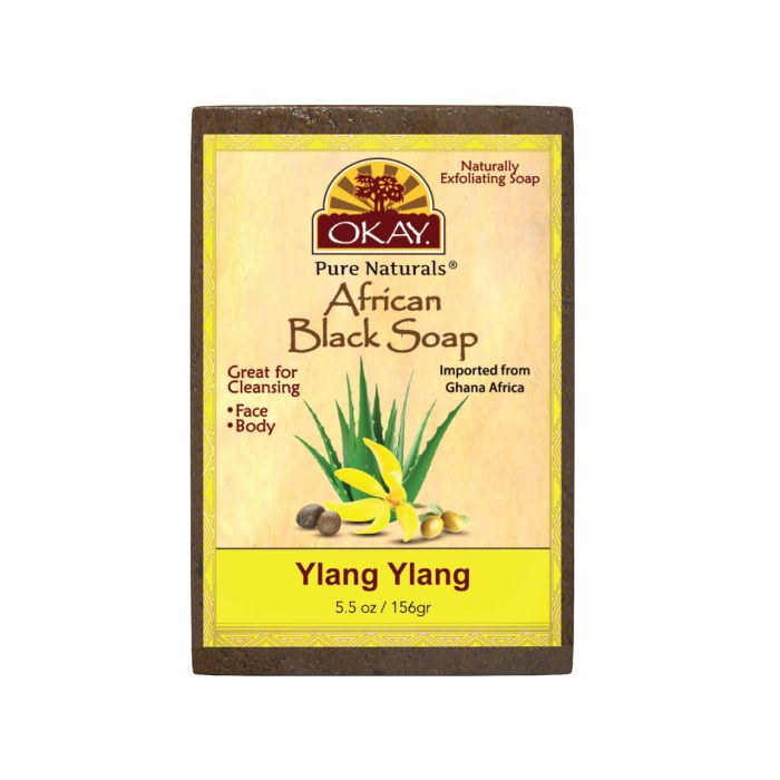 OKAY Pure Naturals African Black Soap Ylang Ylang 5.5oz / 156gr - supplemynts.com