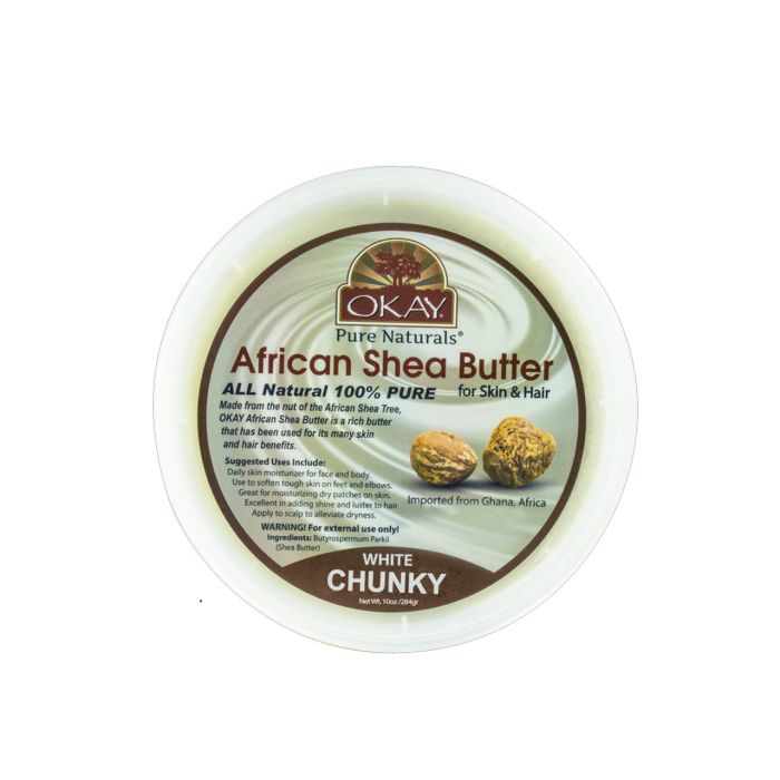 OKAY Pure Naturals African Shea Butter Jar Chunks White 10oz - supplemynts.com