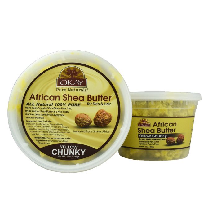 OKAY Pure Naturals African Shea Butter Jar Chunks Yellow 10oz - supplemynts.com