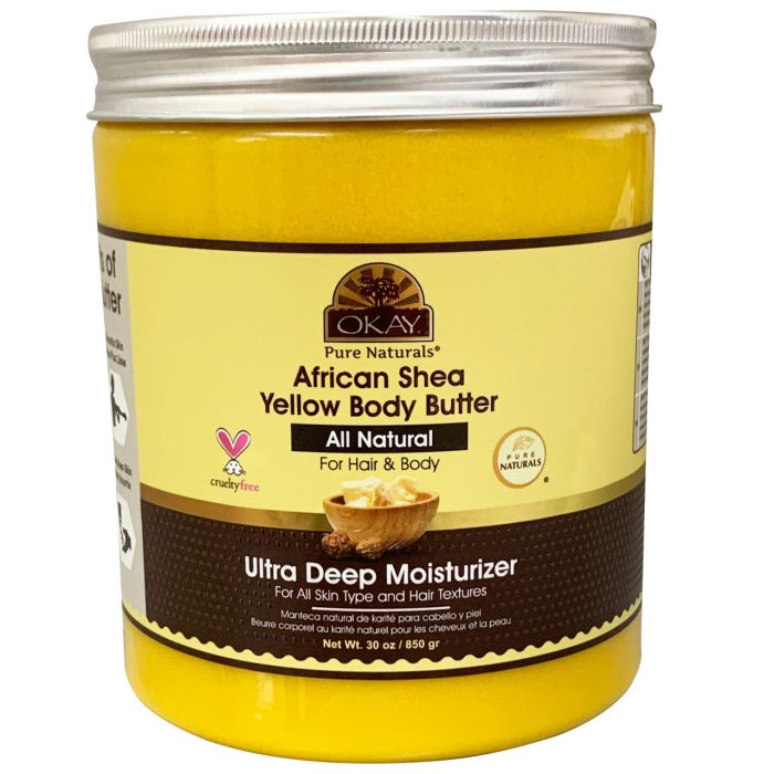 OKAY Pure Naturals African Shea Butter Yellow Smooth Hair & Body 30oz - supplemynts.com