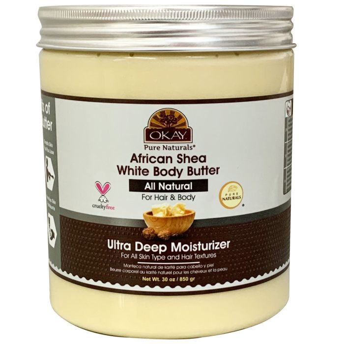 OKAY Pure Naturals African Shea White Body Butter 30oz / 850gr - supplemynts.com