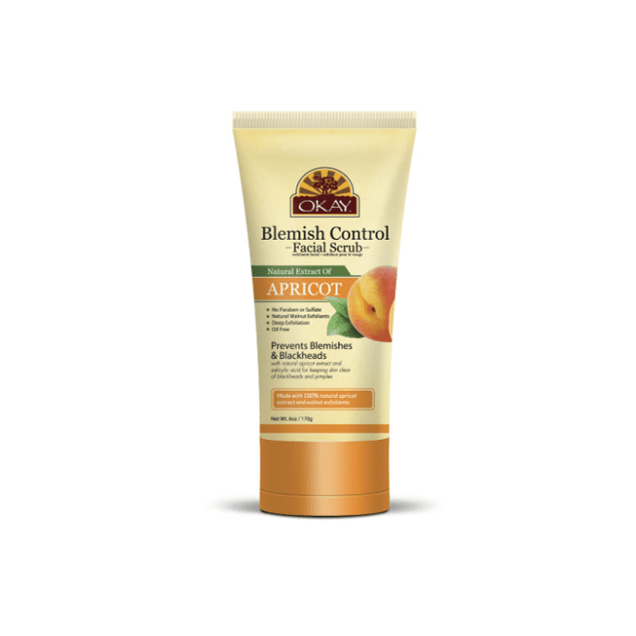 OKAY Pure Naturals Apricot Facial Scrub Blemish Control 6oz / 170gr - supplemynts.com