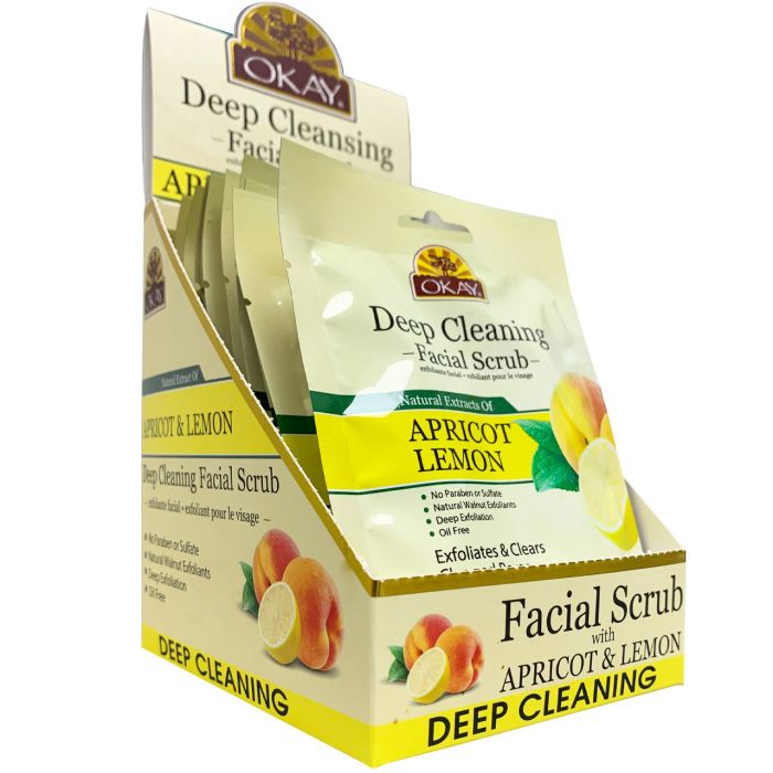 OKAY Pure Naturals Apricot & Lemon Facial Scrub 1.5oz / 43gr - supplemynts.com