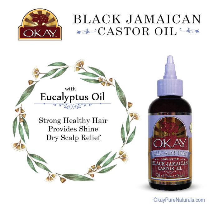 OKAY Pure Naturals Black Jamaican Castor Oil Eucalytus 4oz / 188ml - supplemynts.com