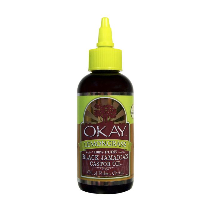 OKAY Pure Naturals Black Jamaican Castor Oil Lemongrass 4oz / 188ml - supplemynts.com