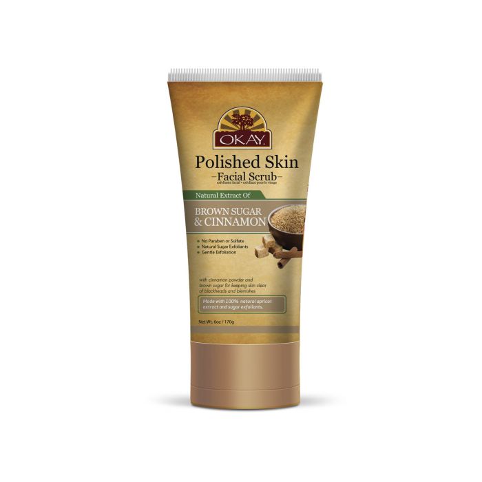 OKAY Pure Naturals Brown Sugar & Cinnamon Facial Scrub 6oz / 170gr - supplemynts.com