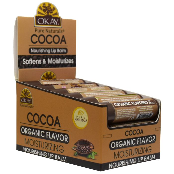 OKAY Pure Naturals Cocoa Butter Organic Flavored Lip Balm 0.15oz / 5g - supplemynts.com