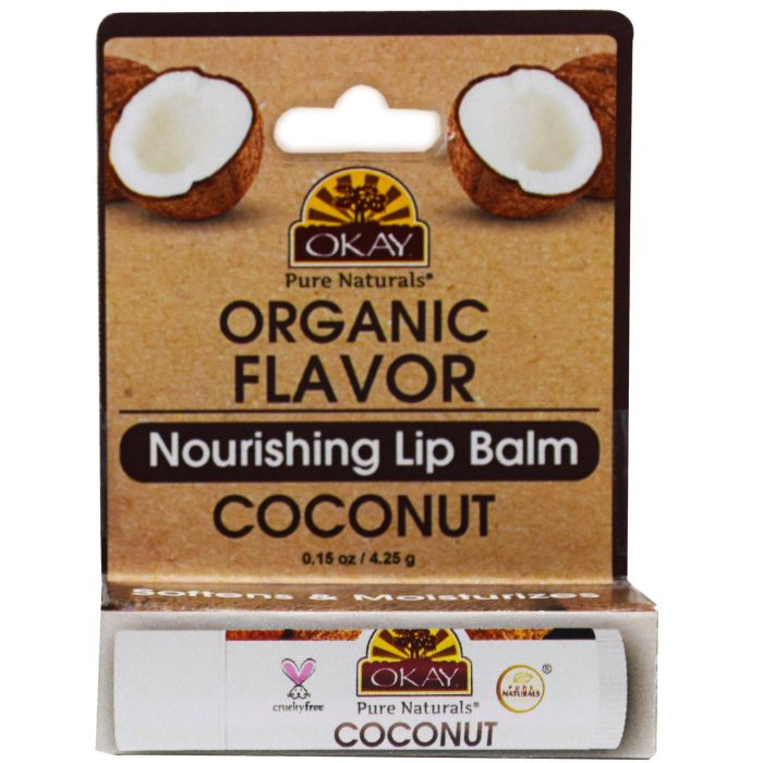 OKAY Pure Naturals Coconut Organic Flavored Cerded Lip Balm 0.15oz/5.g - supplemynts.com