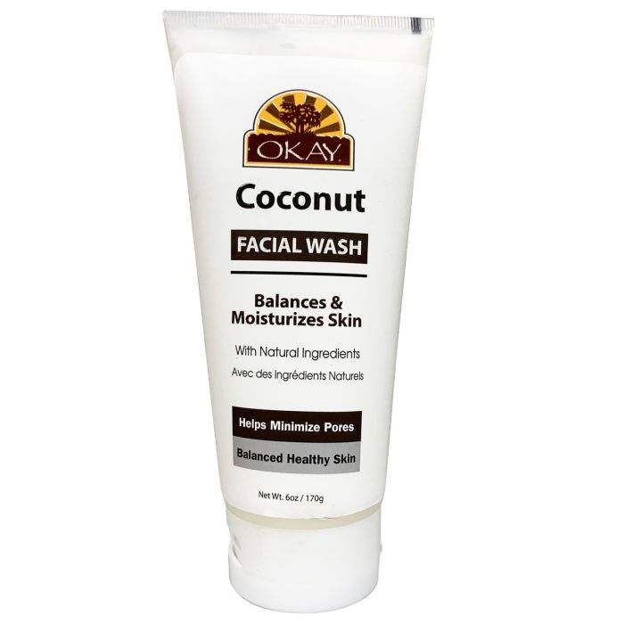 OKAY Pure Naturals Facial Wash Coconut Oil 6oz Balanced Skin - supplemynts.com