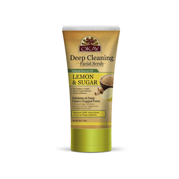 OKAY Pure Naturals Lemon & Sugar Facial Scrub 6oz / 170gr - supplemynts.com