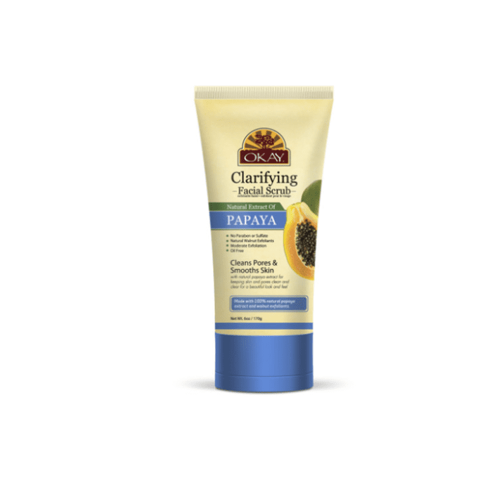 OKAY Pure Naturals Papaya Facial Scrub 6oz / 170gr - supplemynts.com