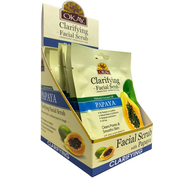 OKAY Pure Naturals Papaya Facial Scrub Clarifying 1.5oz / 43gr - supplemynts.com