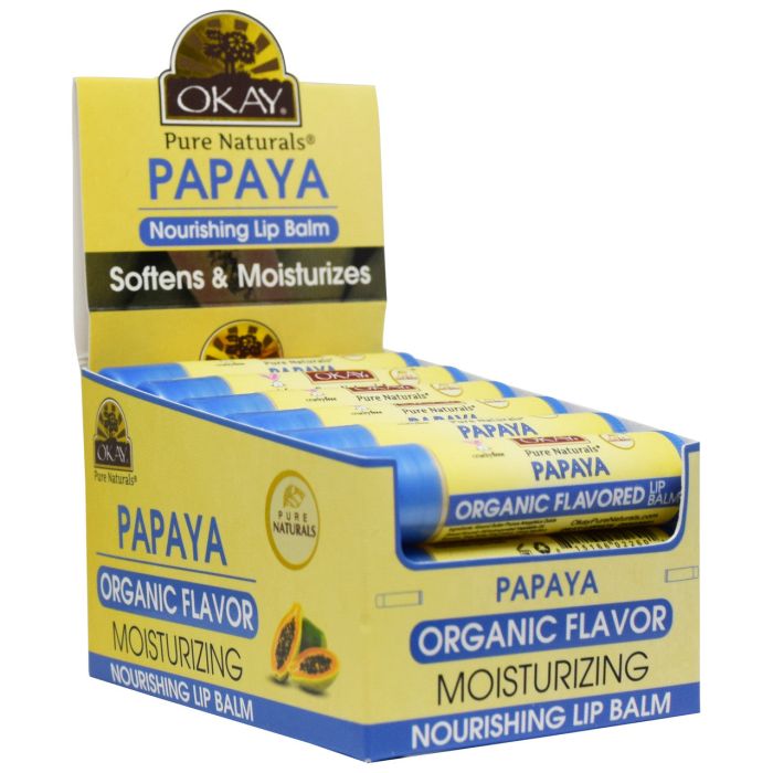 OKAY Pure Naturals Papaya Organic Flavored Lip Balm 0.15oz / 5g - supplemynts.com