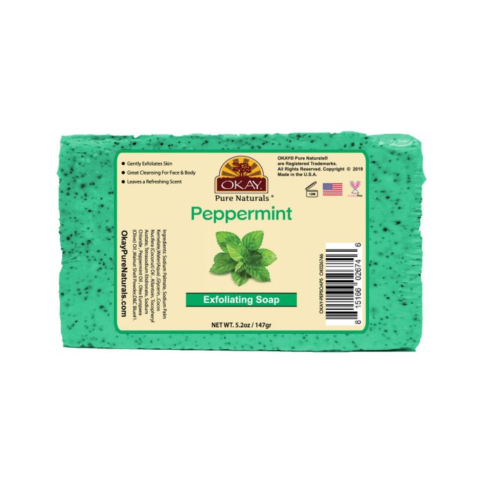 OKAY Pure Naturals Peppermint Exfoliating Soap 5.2oz - supplemynts.com