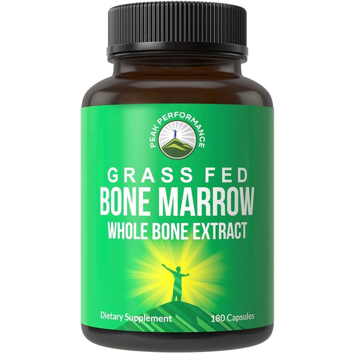 Peak Grass Fed Bone Marrow Whole Bone Extract Supplement 180 Pills - supplemynts.com