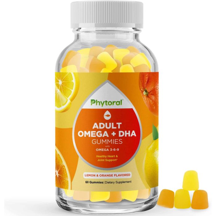 Phytoral Adult Omega 3 6 9 Dha Lemon Orange Flavored 60 Gummies - supplemynts.com