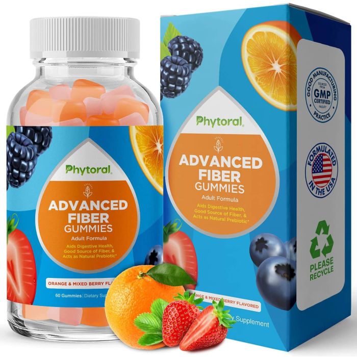 Phytoral Advanced Fiber 60 Gummies Prebiotic Adult Formula - supplemynts.com