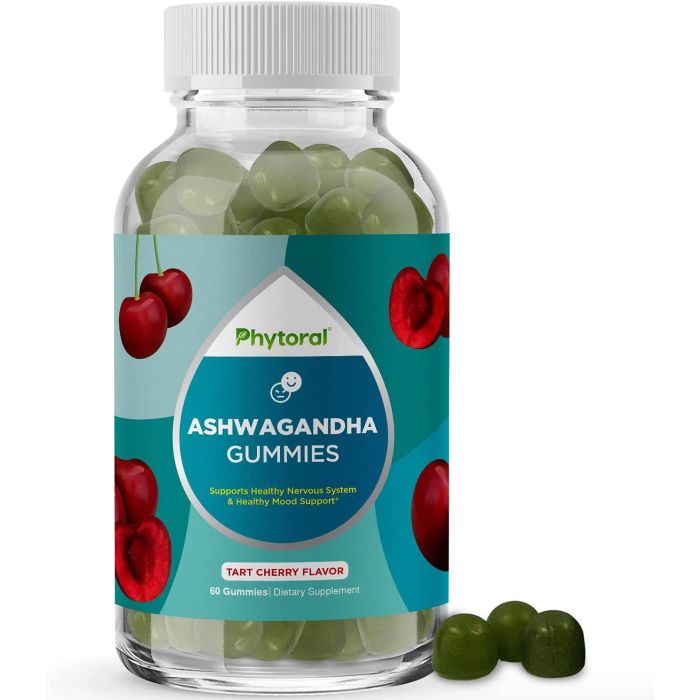Phytoral Ashwagandha 60 Cherry Flavored Gummies Mood Support - supplemynts.com