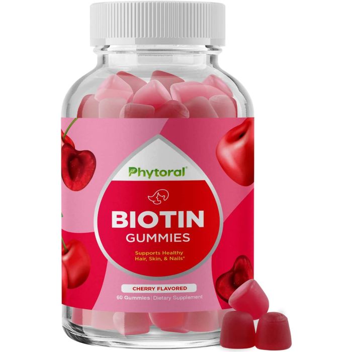 Phytoral Biotin Hair Nail Growth Cherry Flavored 60 Gummies - supplemynts.com