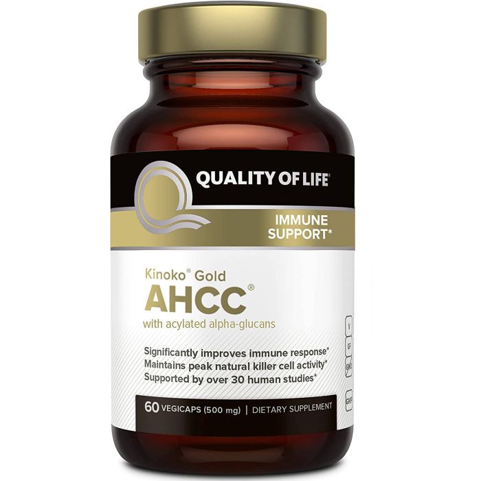 Quality Of Life 60 Veggie Capsules Kinoko Gold Ahcc Immune Support - supplemynts.com