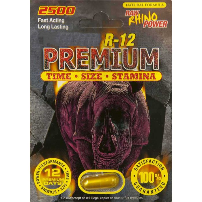 R-12 Rhinomax Pill Premium 2500 Raw Rhino Power Male Sexual Enhancer - supplemynts.com