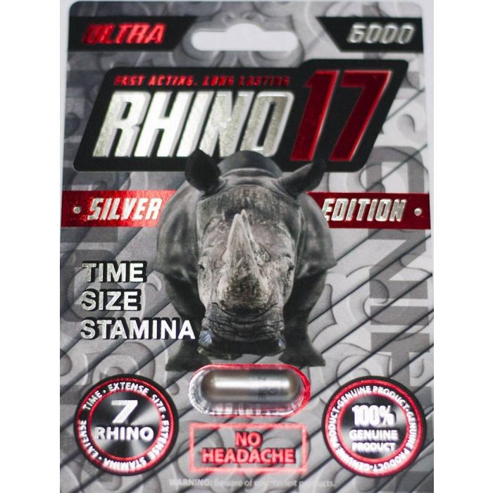 Rhino 17 Ultra 6000 Silver Pill Male Enhancement - supplemynts.com