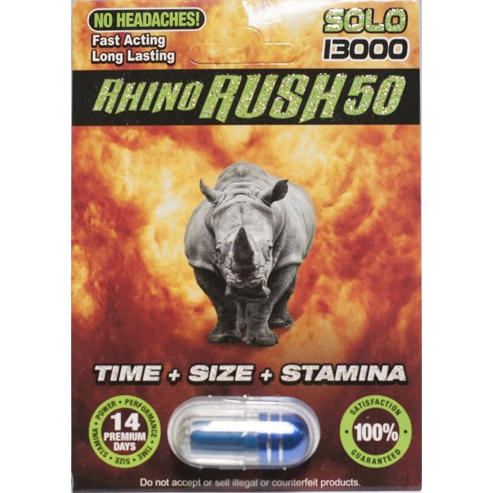 Rhino Rush 50 Solo 13000 Male Sexual Enhancer Pill - supplemynts.com
