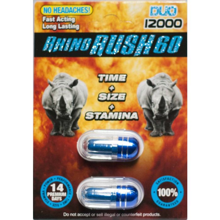 Rhino Rush 60 Duo 12000 Pill Male Sexual Enhancer - supplemynts.com