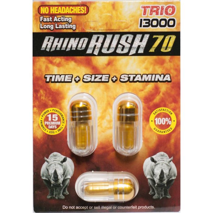 Rhino Rush 70 Trio 13000 Male Sexual Enhancer Pill - supplemynts.com