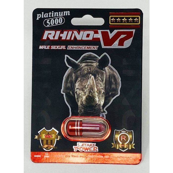 Rhino V7 Platinum 5000 Red Pill 5 Stars Male Enhancement Pill - supplemynts.com