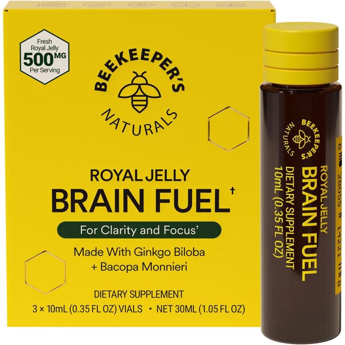 Royal Jelly Brain Fuel Focus Support Supplement Beekeepers Naturals - supplemynts.com