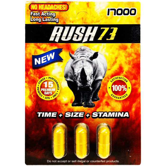 Rush 73 Gold 3 Pills Pack 17000 Male Enhancement Pill - supplemynts.com