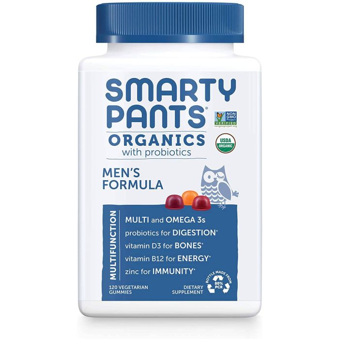 Smarty Pants Organics Men's Formula Multivitamin Probiotics 120 Gummy - supplemynts.com