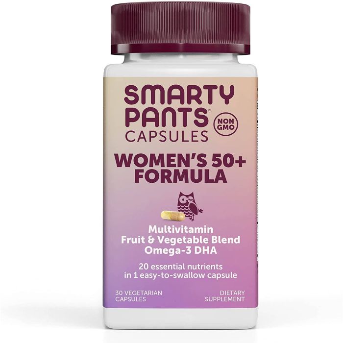 Smarty Pants Women's 50+ Formula Multivitamin 30 Veggie Capsules - supplemynts.com