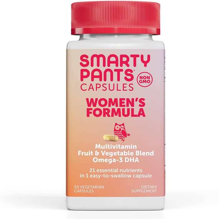 Smarty Pants Women's Formula Multivitamin Non Gmo 30 Veggie Capsules - supplemynts.com