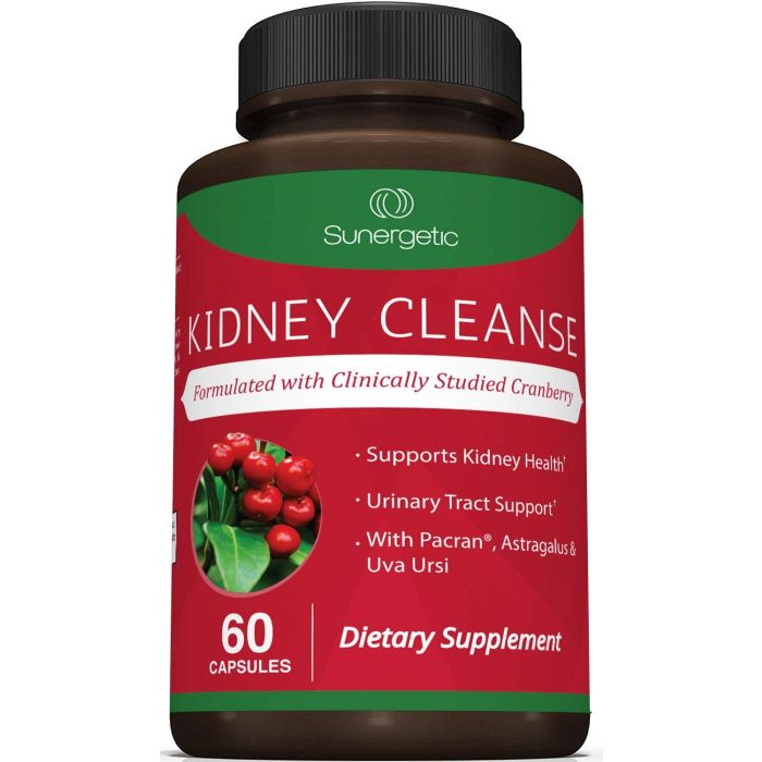 Sunergetic Kidney Cleanse Supplement 60 Vegetarian Capsules - supplemynts.com