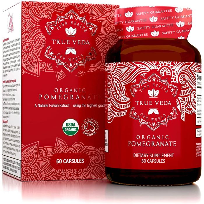 True Veda Organic Pomegranate Extract Supplement Vegan 60 Capsules - supplemynts.com