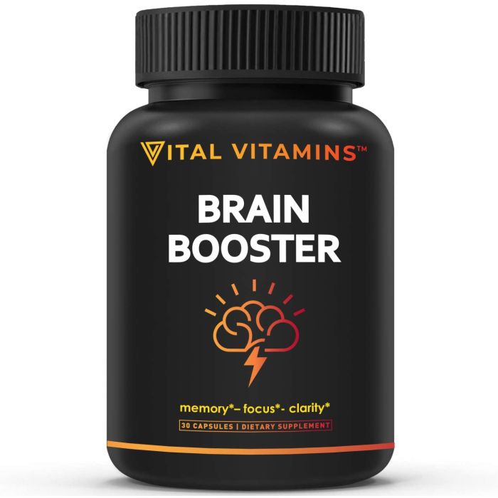 Vital Vitamins Brain Booster Supplement Memory Focus Clarity 30 Caps - supplemynts.com