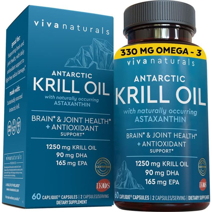 Viva Naturals Antarctic Krill Oil 1250 mg Brain Support 60 Capsules - supplemynts.com