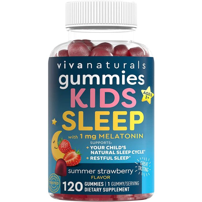 Viva Naturals Kids Sleep Melatonin 120 Gummies Strawberry Flavor - supplemynts.com