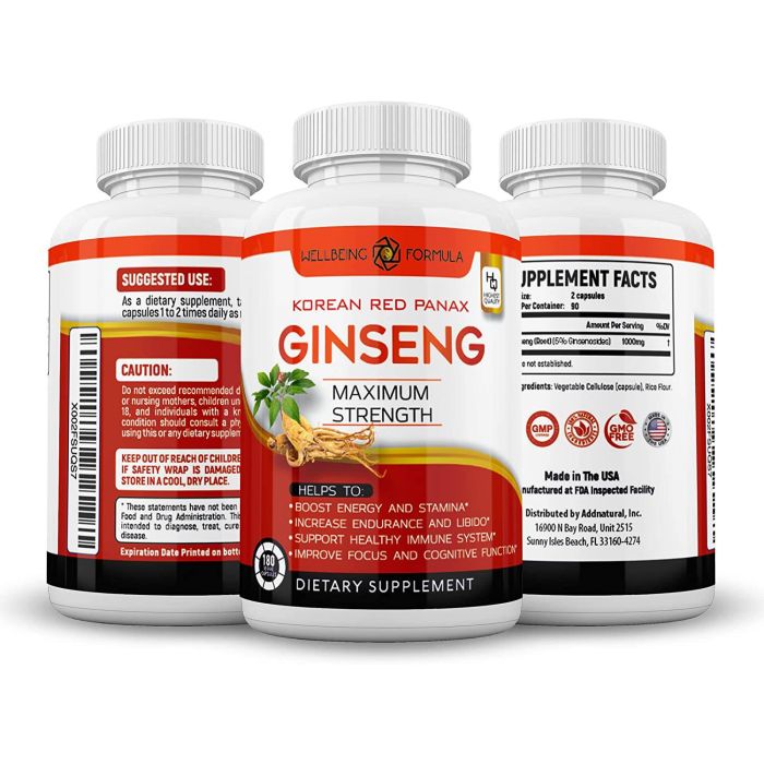Wellbeing Korean Red Panax Ginseng Maximum Strength Supplement 180 Cap - supplemynts.com