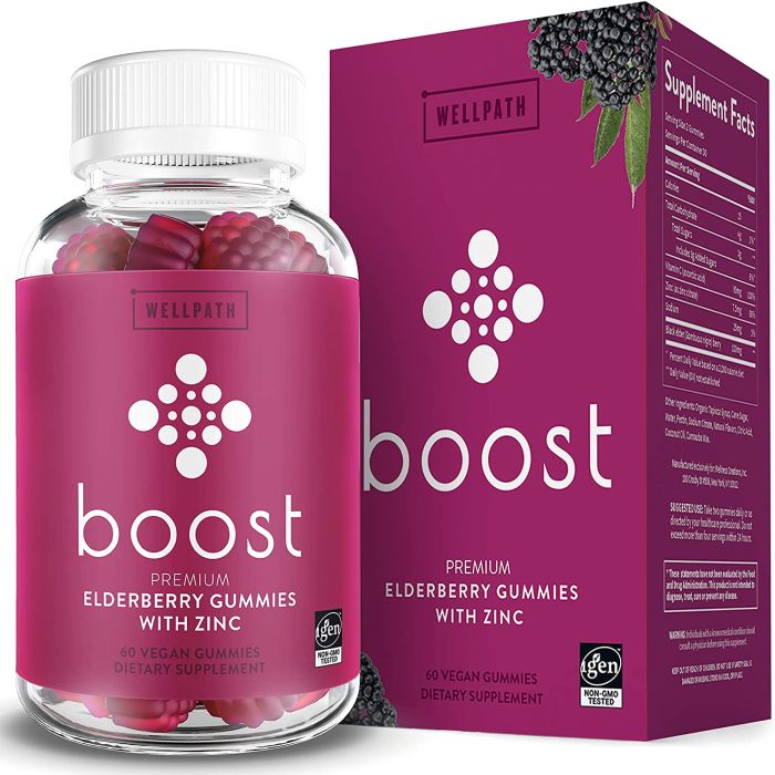 Wellpath Boost Elderberry Zinc 60 Vegan Gummies Immunity Support - supplemynts.com