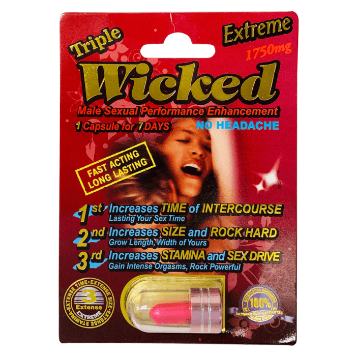 Wicked 1750mg Extreme Triple Sexual Enhancement Red Pill - supplemynts.com
