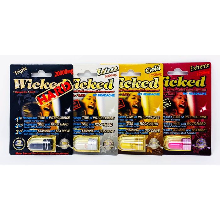 Wicked Pack 4 Capsules Hard Platinum Gold Red Pill - supplemynts.com